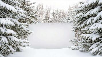 en snöig väg genom de träd med en vit fyrkant i de mitten video