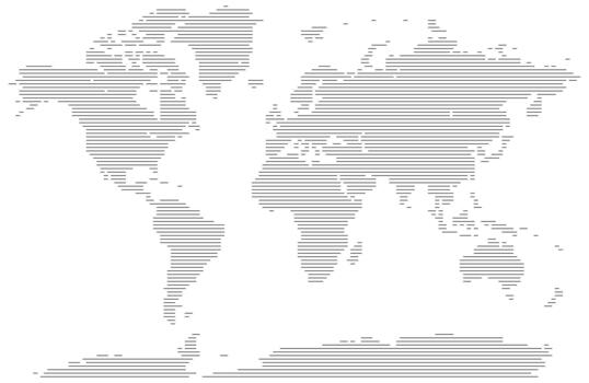 World map. Abstract rectangle horizontal line shape world map view vector
