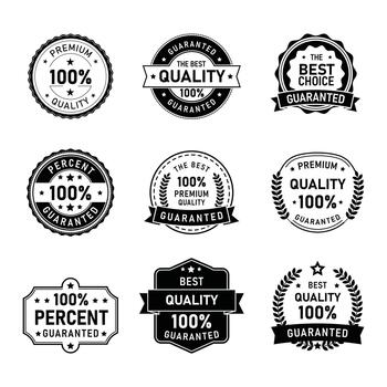 Quality assurance badges collection with minimalist design for branding and promotion use vector