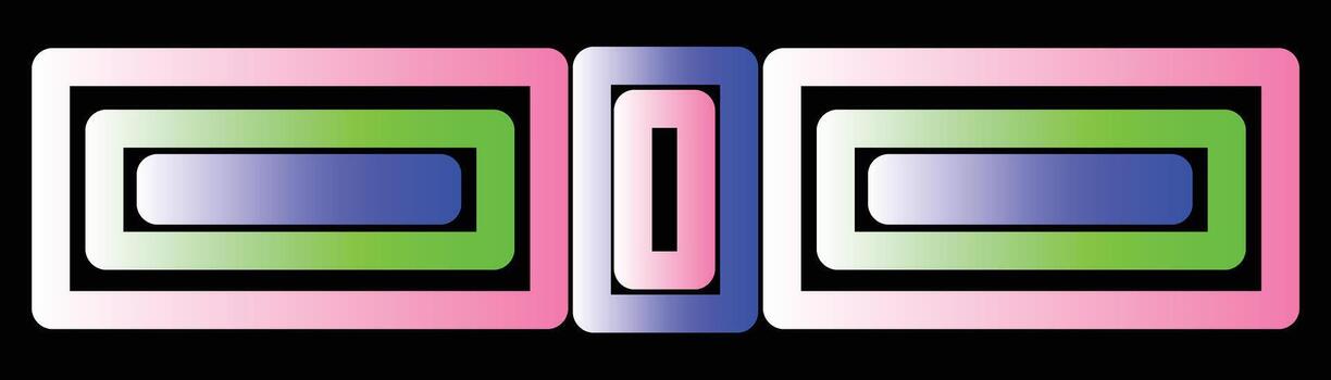 resumen geométrico binario 010 tema con neón degradado marcos en rosa, verde y azul vector