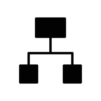 Simple Black Flowchart Icon Illustrating Organizational Structure Diagram vector