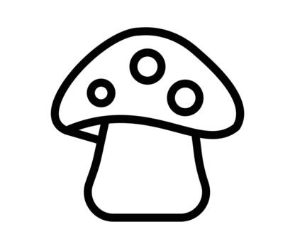 Simple Outline Drawing of a Mushroom with Rounded Cap and Stem vector