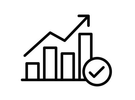línea y bar grafico con marca de verificación simbolizando éxito y crecimiento métrica vector