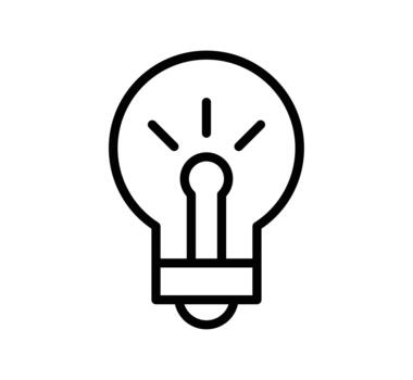 Outline of a Light Bulb Symbol with Rays of Light Emitting from It vector