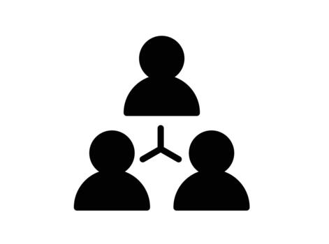sencillo icono de red conexión con Tres siluetas de personas vector