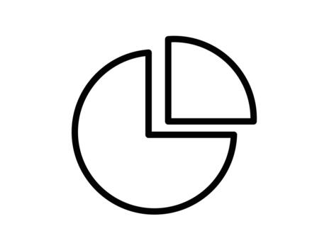 Simple Black and White Circle Diagram with Segmented Slice for Charts vector