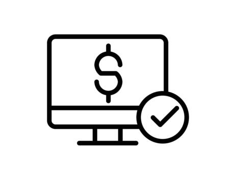 Computer Monitor with Dollar Sign and Check Mark Icon for Financial Success vector