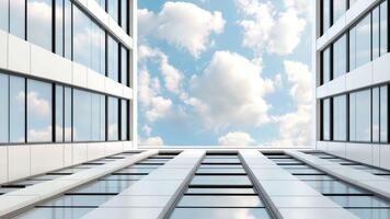 en se av en byggnad med fönster och himmel video