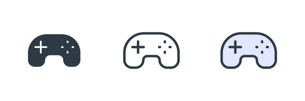 juego controlador icono conjunto ilustración. línea, glifo, color símbolo aislado en blanco antecedentes vector