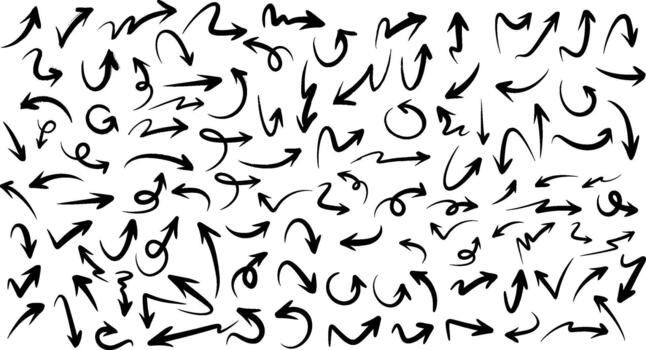 sin costura dibujado a mano flechas modelo presentando estilo garabato curvo, derecho, y retorcido flecha formas ideal para antecedentes, papelería, envase papel, marca, y creativo gráfico diseño proyectos vector