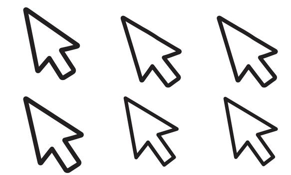 conjunto de seis diferente negro contorno computadora ratón puntero cursores vector