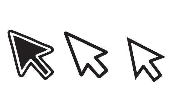 conjunto de Tres diferente estilos de computadora ratón puntero cursores vector