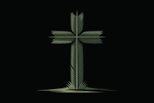 A green cross with feathered edges on a solid with a white base vector