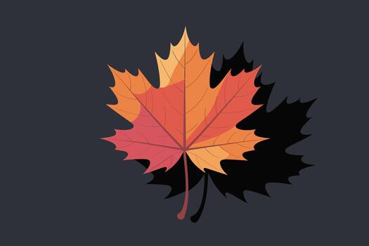 Vibrant autumn maple leaf illustration with colorful gradient effect on dark background vector