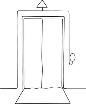 Elevator doors line art with up arrow and call button vector