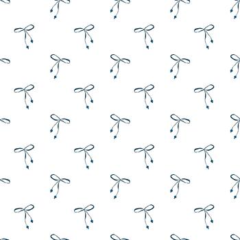 Minimal Bow Seamless Pattern. Simple Ribbon Bow Background. Tiny Bow Repeat Design vector