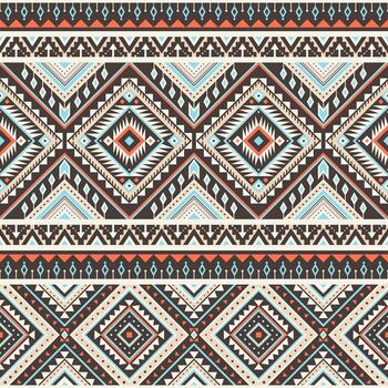 Tribal striped seamless pattern. Aztec geometric background. Can be used in textile design, web design for making of clothes, accessories, wrapping, decorative paper, backpacks, etc. vector