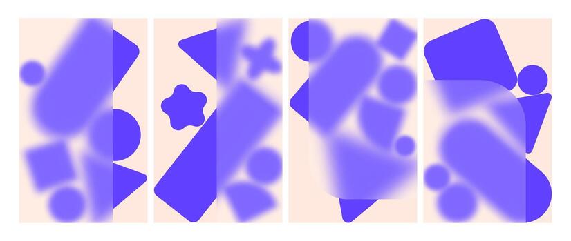 Vertical advertising banner designed with glass morphism effect and geometric shapes for promotional display in various settings. vector