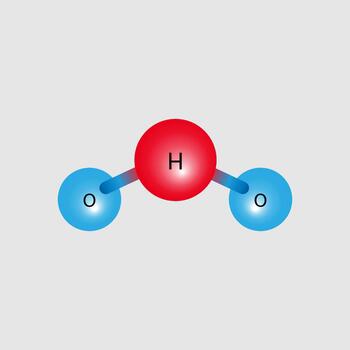 water molecule icon with one oxygen atom in the center and two hydrogen atoms connected on either side. vector