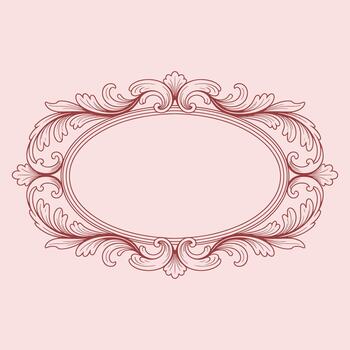 florido marrón floral marco con intrincado volutas y simétrico patrones vector