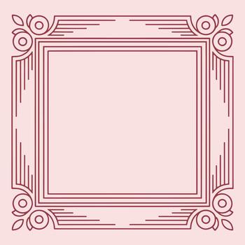 Ornate red frame with floral corners and geometric patterns vector