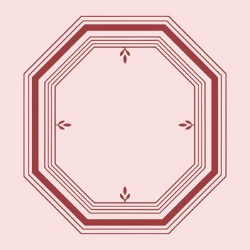 Red and White Geometric Pattern with Leaf Motifs on a Light Background vector