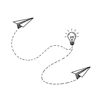 papel avión viaje ruta hallazgo idea y problema resolviendo concepto garabatear vector