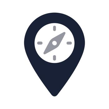 Flat Style Detailed Compass Inside Location Pointer Navigation Icon vector
