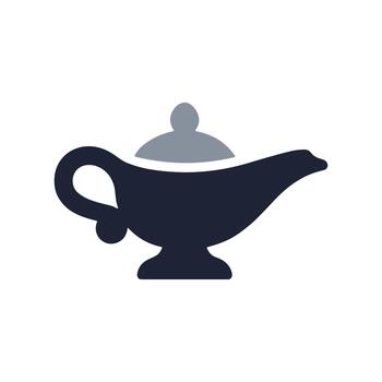 plano diseño tradicional magia lámpara icono con tapa y encargarse de forma vector