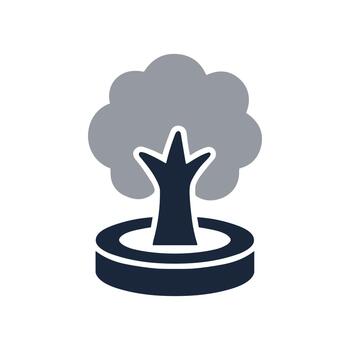 Minimalist Solid Tree in a Circular Planter for Park Decor Element vector