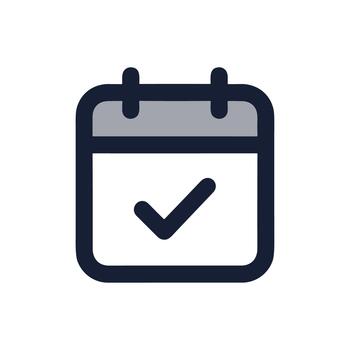 moderno línea calendario con marca de verificación símbolo fecha evento icono vector