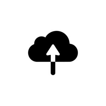 sencillo plano nube informática con flecha arriba símbolo forma icono vector