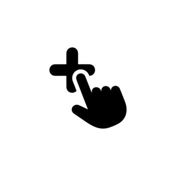 sencillo plano añadir botón hacer clic con dedo mano icono símbolo vector