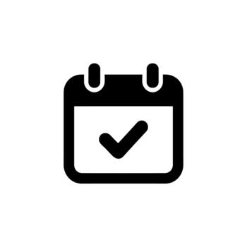 Minimalist Flat Calendar with Check Mark Symbol for Task Completion and Appointment Scheduling vector