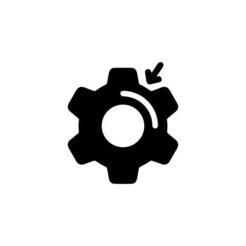 plano línea estilo rueda dentada con curvo flecha automatización proceso icono vector