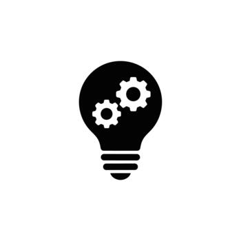Simple Glyph Lightbulb with Gears Concept Icon Design Element vector