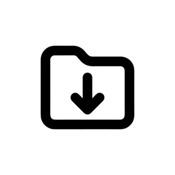 sencillo contorno carpeta descargar flecha firmar redondeado cuadrado forma icono vector