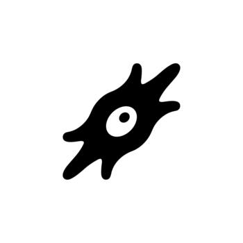 sencillo dibujado a mano ameba forma con núcleo en el medio icono vector