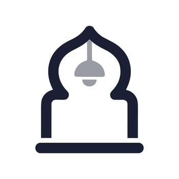 Minimalist Outline Islamic Architecture with Lamp Geometric Shape Icon Design vector