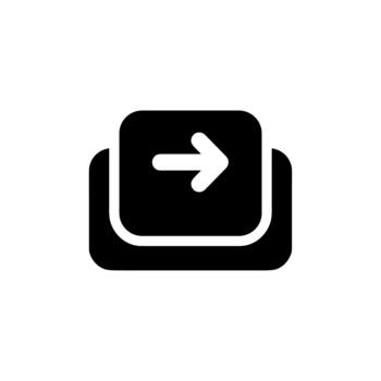 Simple Solid Style Keyboard Button with Arrow Icon for Interface Element vector