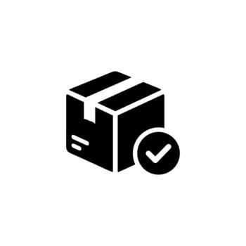 sólido estilo sencillo caja entregado con marca de verificación firmar forma icono vector