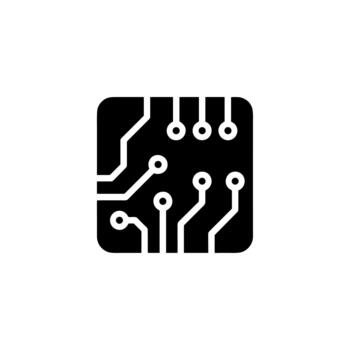 minimalista silueta circuito tablero sistema conexión tecnología icono ilustración vector
