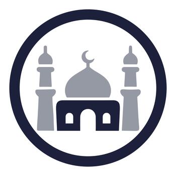 plano estilo aislado mezquita religión arquitectura redondo marco icono ilustración vector