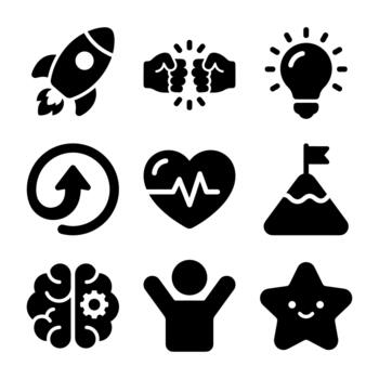 sencillo línea estilo motivación y éxito relacionado elemento forma icono conjunto vector