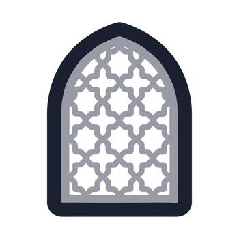 sencillo dibujado a mano arco ventana con geométrico modelo en dos tono color vector
