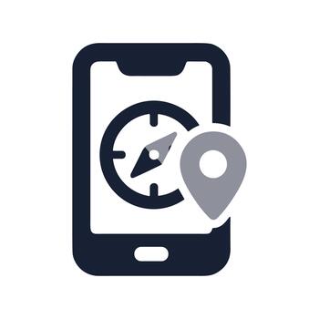 plano sencillo móvil navegación Brújula y ubicación alfiler solicitud icono vector