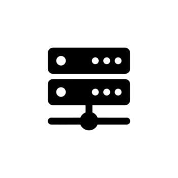 sencillo negro aislado servidor estante datos almacenamiento tecnología icono vector