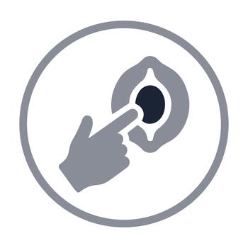 Minimalist Two Tone Finger Pushing Button Circle Shape Style Icon vector