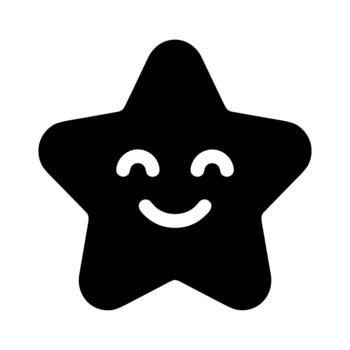 Flat Style Star Shape with Smiling Face Expression Icon vector