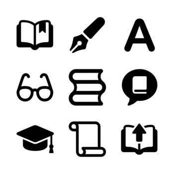 Simple Style Education and Learning Item Icon Collection Design vector
